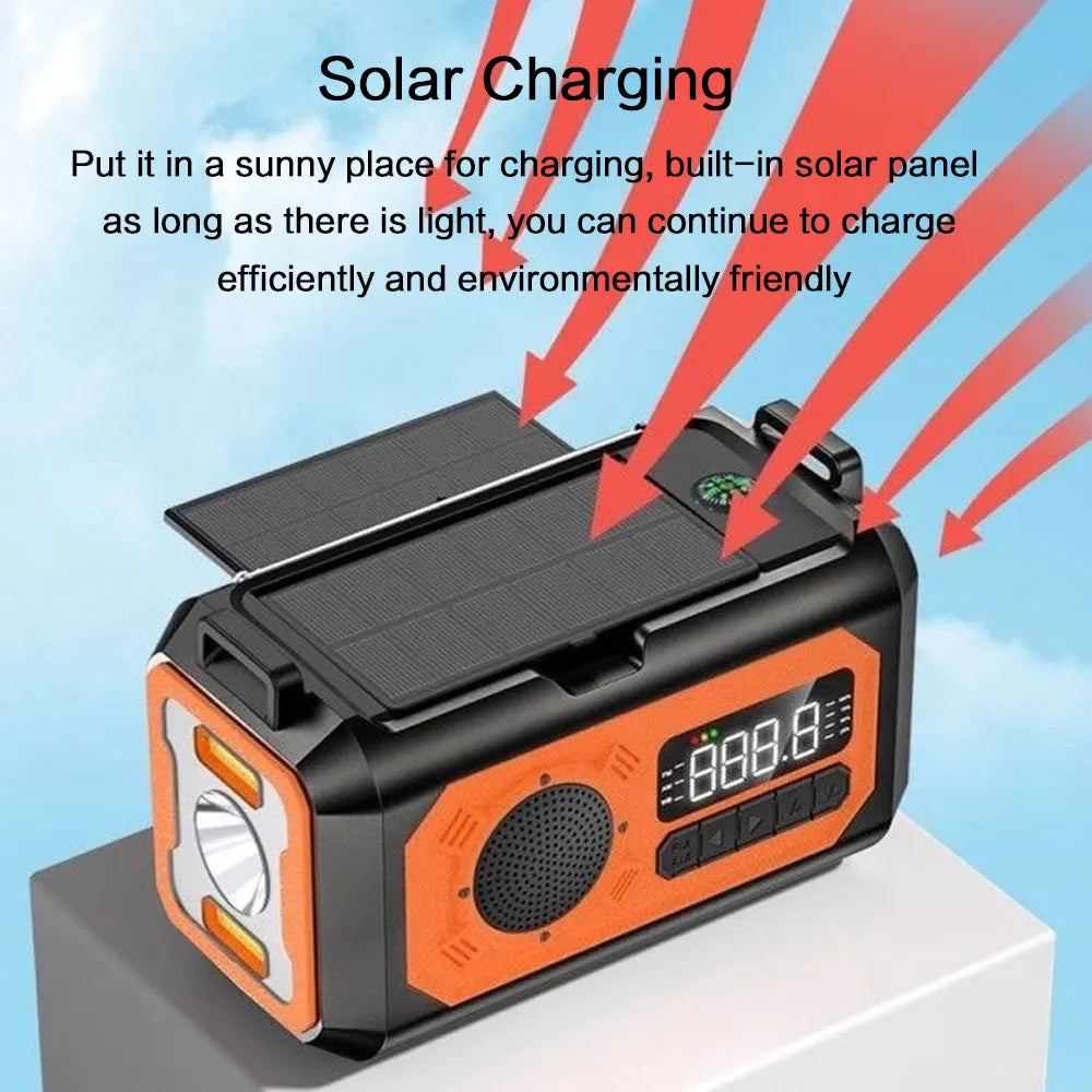 12000mAh Solar Hand Crank Emergency Radio – AM/FM/NOAA Weather, Reading Lamp & Power Bank