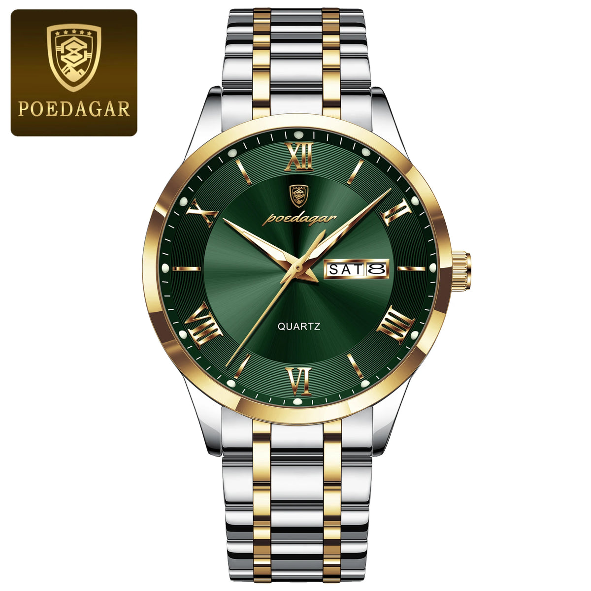 POEDAGAR Men's Luxury Sports Quartz Watch – Date & Week Display
