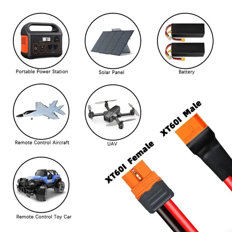 XT60i Solar Panel Extension Cable – Male to Female Connector Replacement Cord