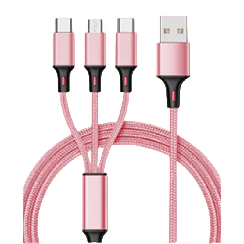120W Fast Charging Multi Cable – Nylon Braided USB for iOS, Android & USB-C