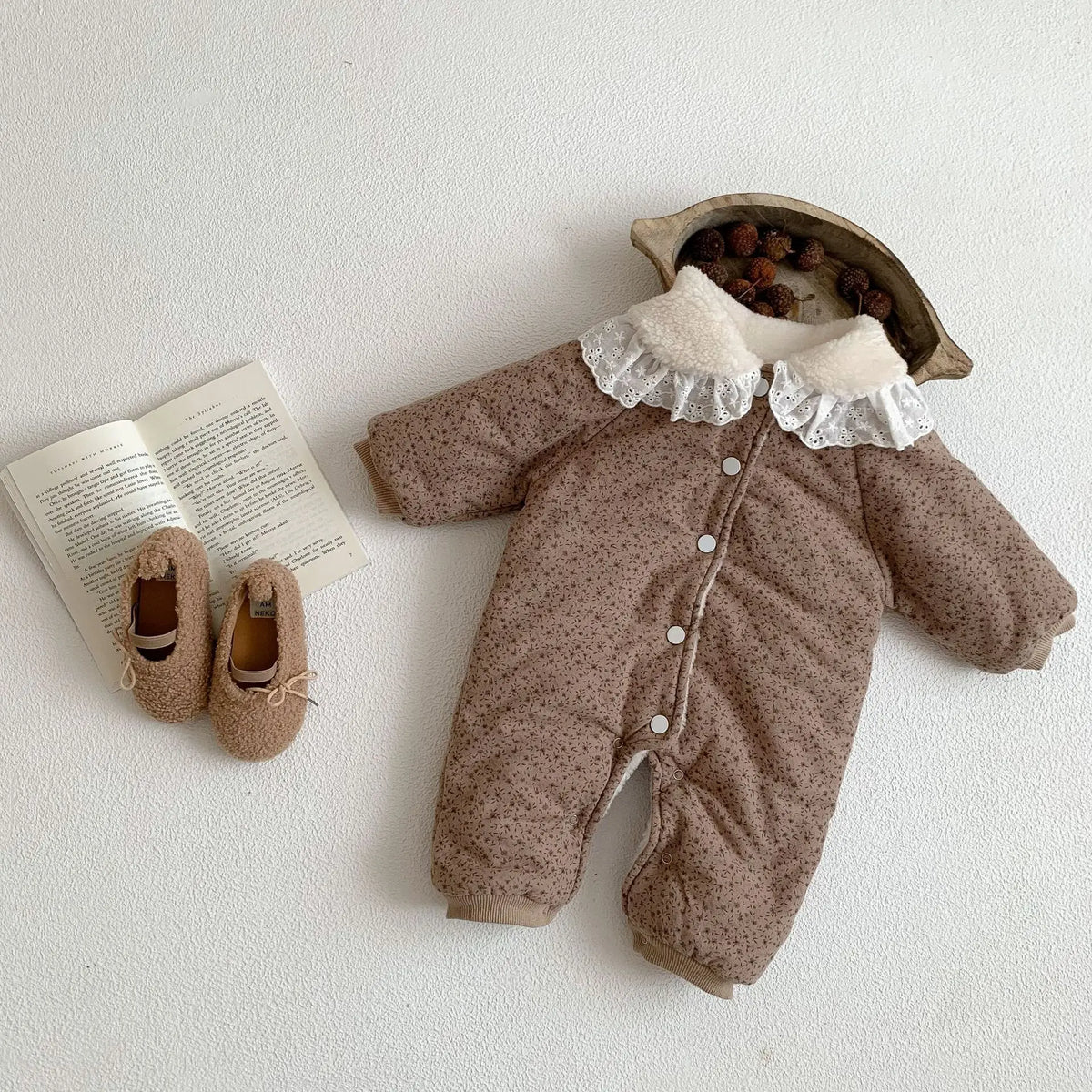 Korean Baby Cotton Jumpsuit - Cozy Floral Hooded Snuggles for Your Little One