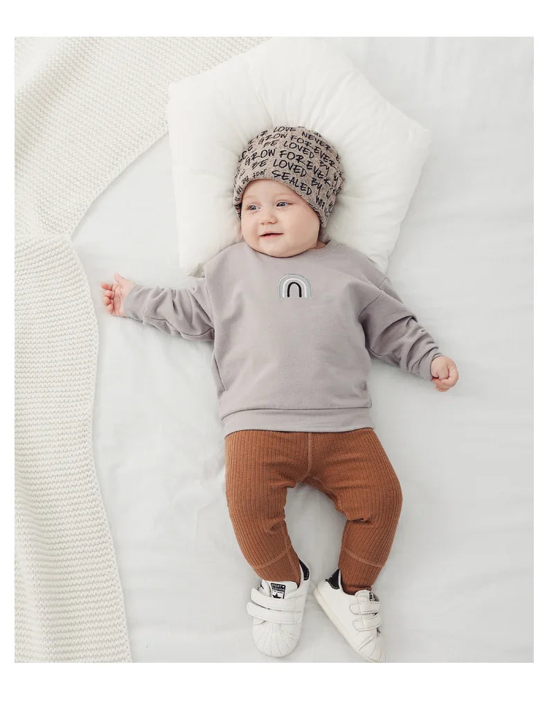 Cute Baby Sweatshirt for Autumn: Cozy Cotton Pullover Hoodie for Newborns