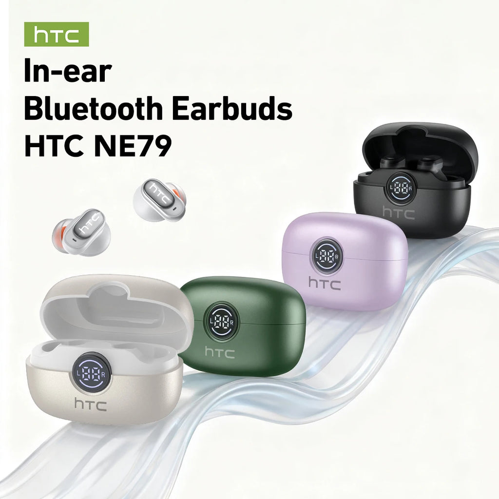 HTC NE79 TWS Bluetooth 6.0 Earbuds – AI Translation, ENC Noise Cancelling & HiFi Stereo