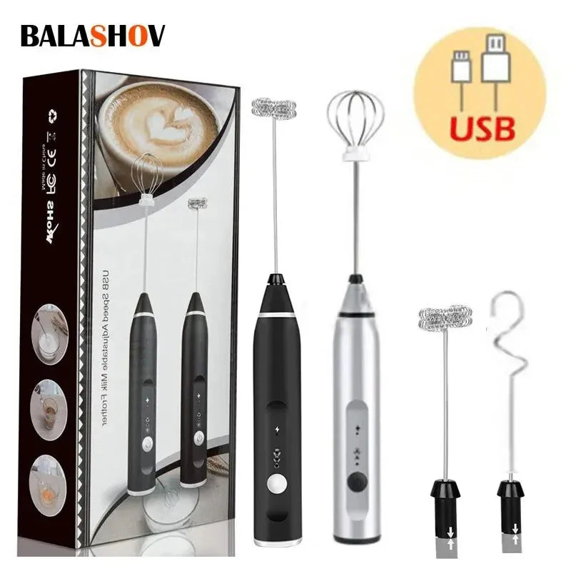 Portable Electric Milk Frother – USB Handheld Whisk for Cappuccino, Cream & Coffee