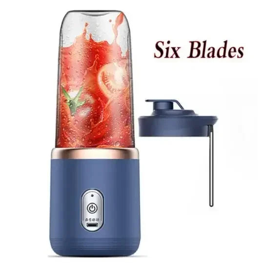 Portable Electric Mini Juicer Cup – USB 6-Blade Personal Blender for Fresh Juice & Smoothies