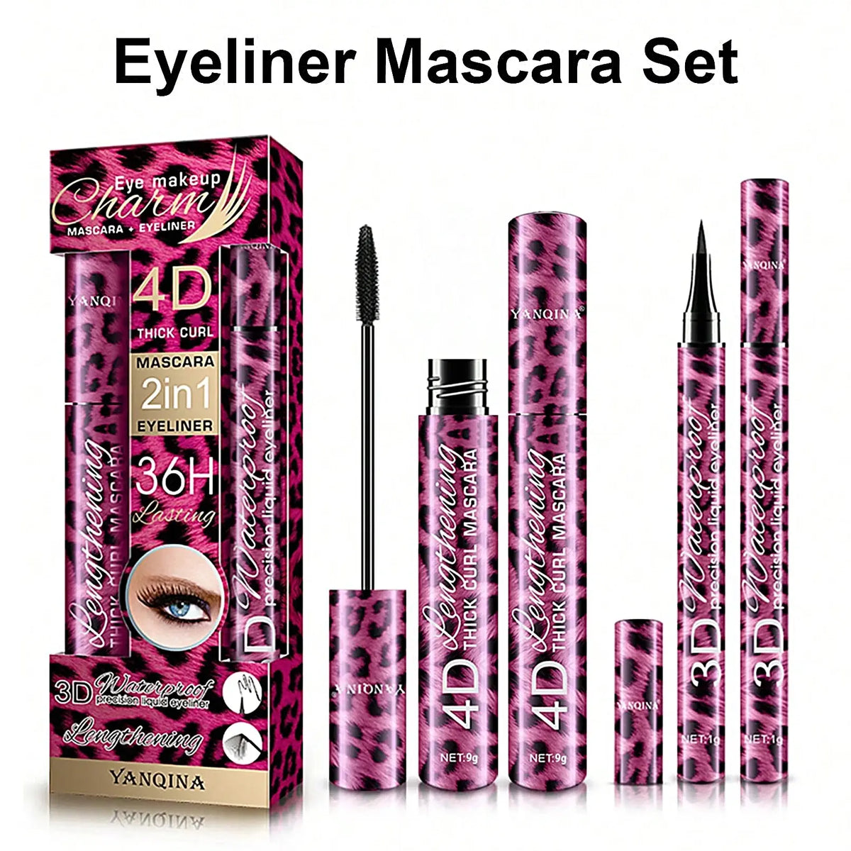 4D Mascara & Eyeliner Set – Volumizing Mascara with Precision Liquid Liner