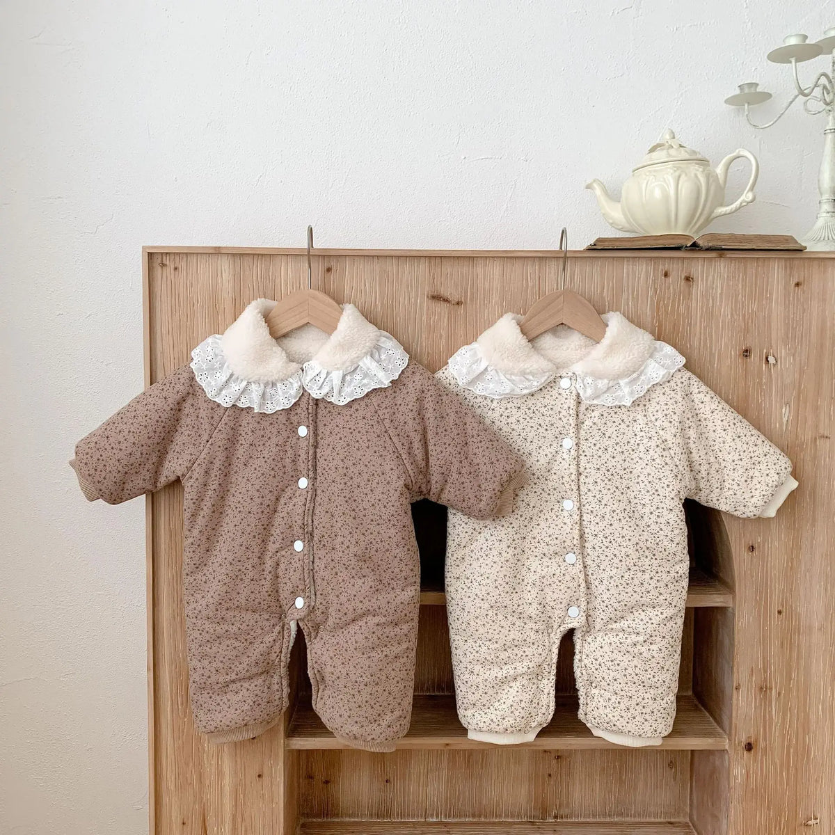 Korean Baby Cotton Jumpsuit - Cozy Floral Hooded Snuggles for Your Little One