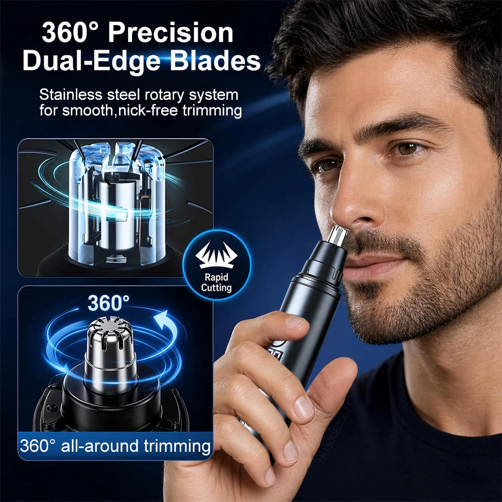 USB Rechargeable Nose & Ear Hair Trimmer – Painless Precision Grooming