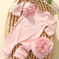 Charming Newborn Floral Cotton Rompers with Matching Hat - Perfect 2-Piece Set for Your Little Princess