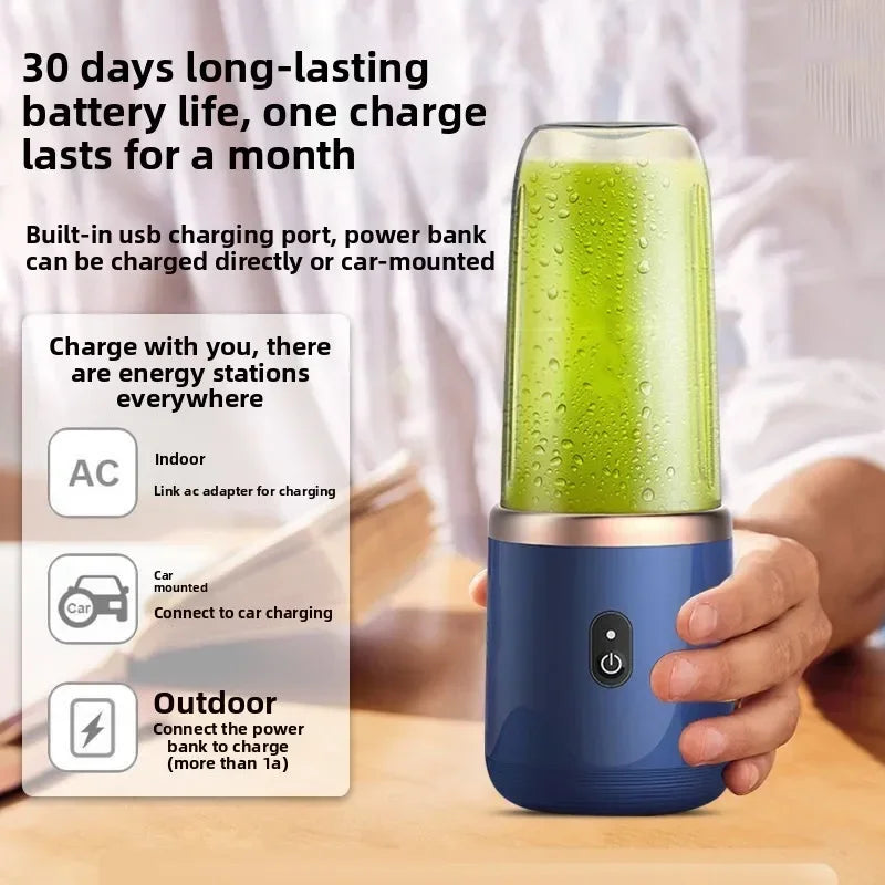 Portable Electric Mini Juicer Cup – USB 6-Blade Personal Blender for Fresh Juice & Smoothies