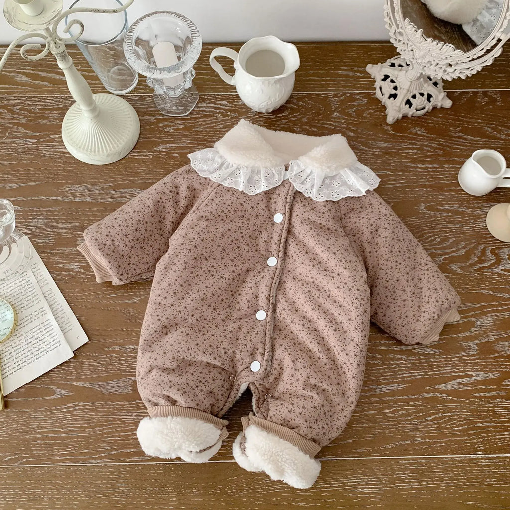 Korean Baby Cotton Jumpsuit - Cozy Floral Hooded Snuggles for Your Little One