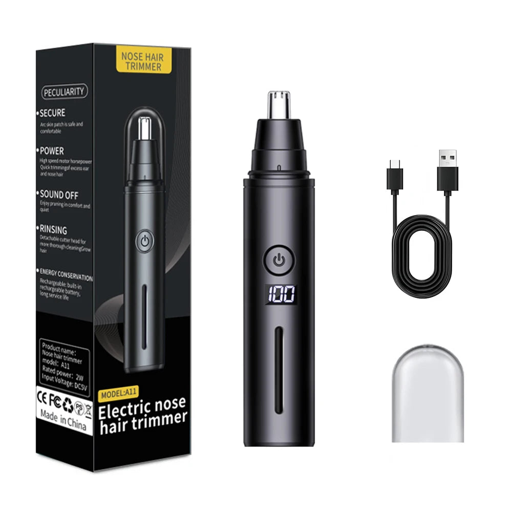USB Rechargeable Nose & Ear Hair Trimmer – Painless Precision Grooming