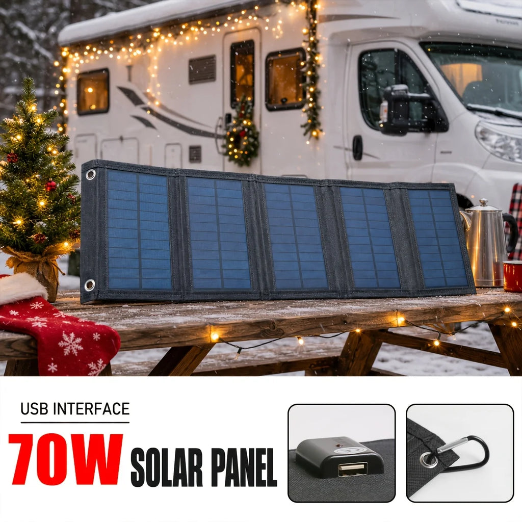 Portable Foldable Solar Panel Charger – 5-Panel USB Charging for Outdoor Travel