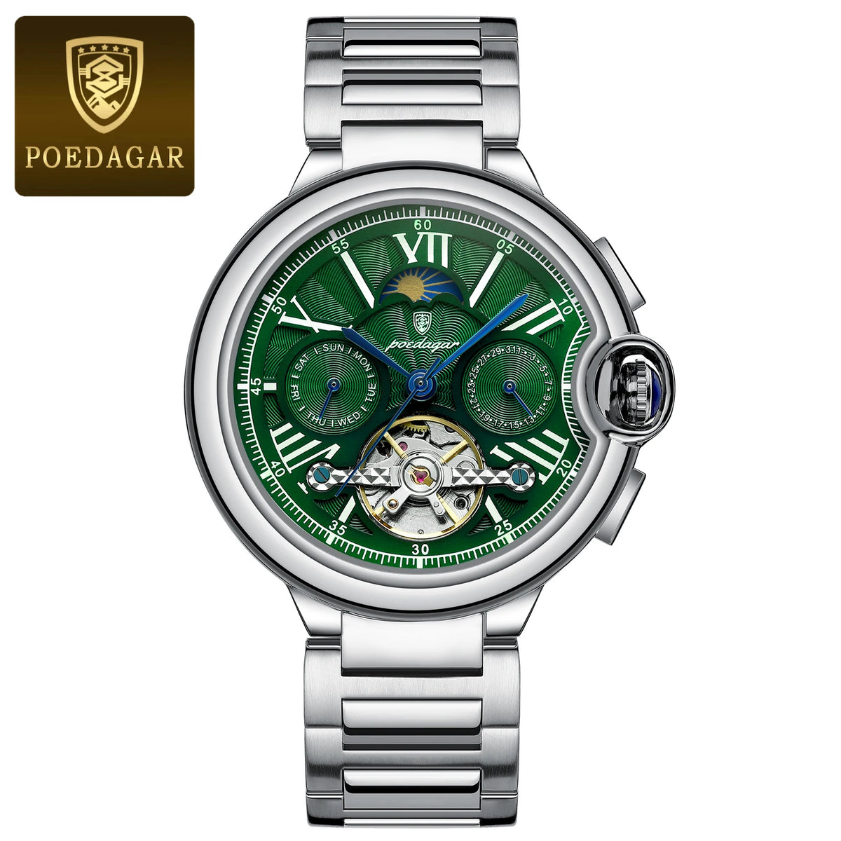 POEDAGAR Men's Hollow Tourbillon Automatic Mechanical Watch