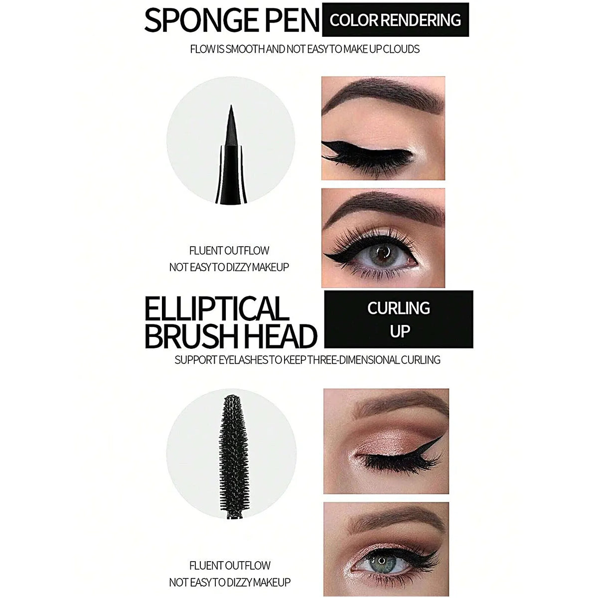 4D Mascara & Eyeliner Set – Volumizing Mascara with Precision Liquid Liner