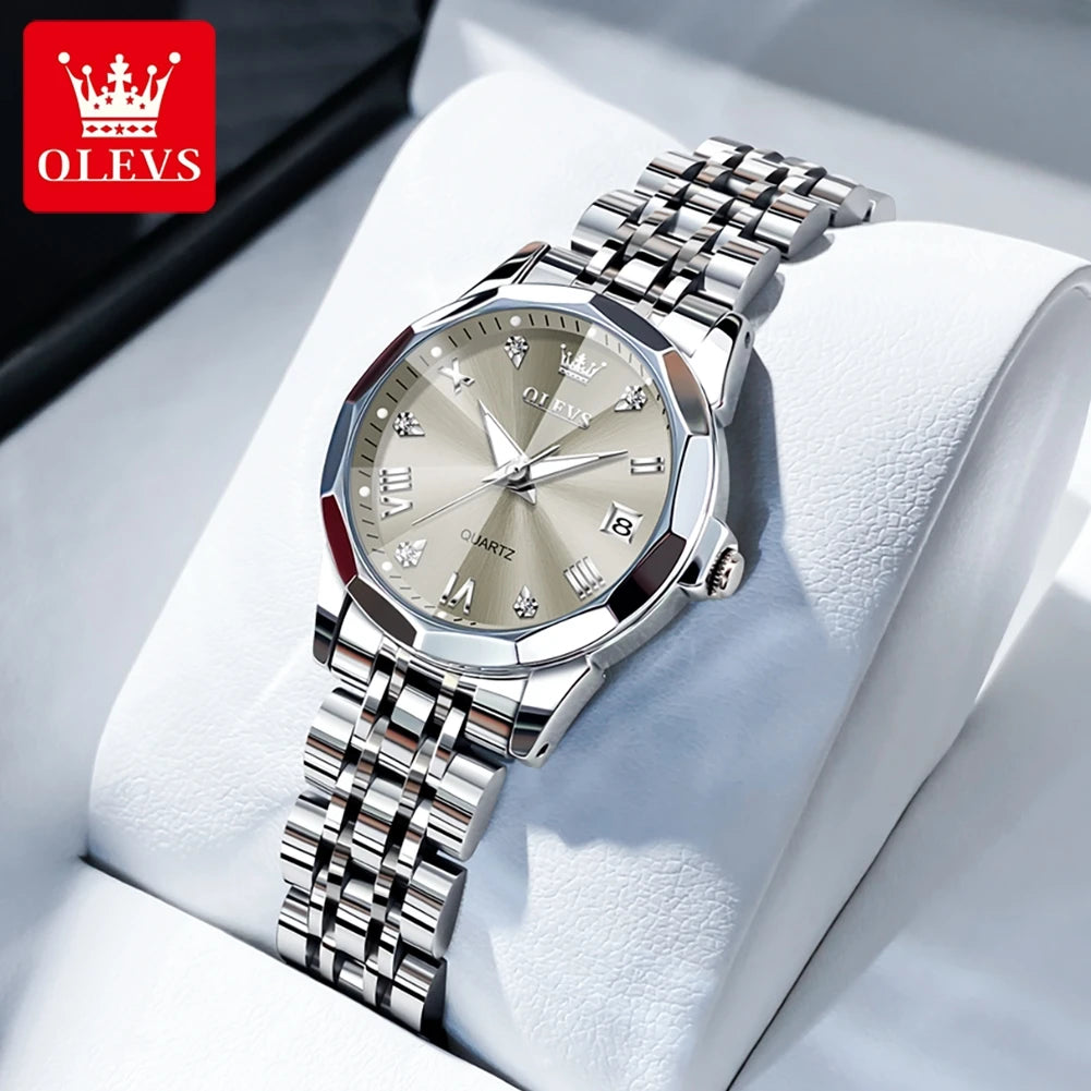 OLEVS Women's Elegant Quartz Watch – Stainless Steel Luminous