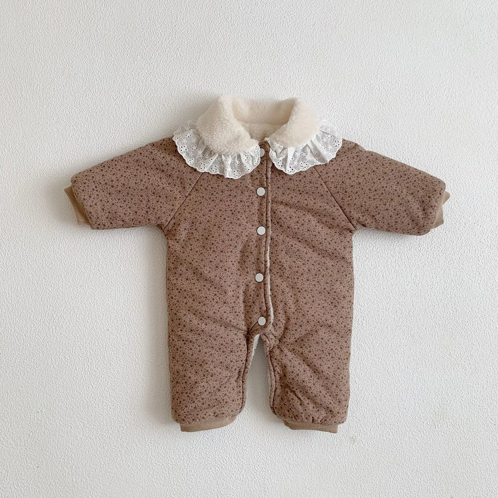 Korean Baby Cotton Jumpsuit - Cozy Floral Hooded Snuggles for Your Little One