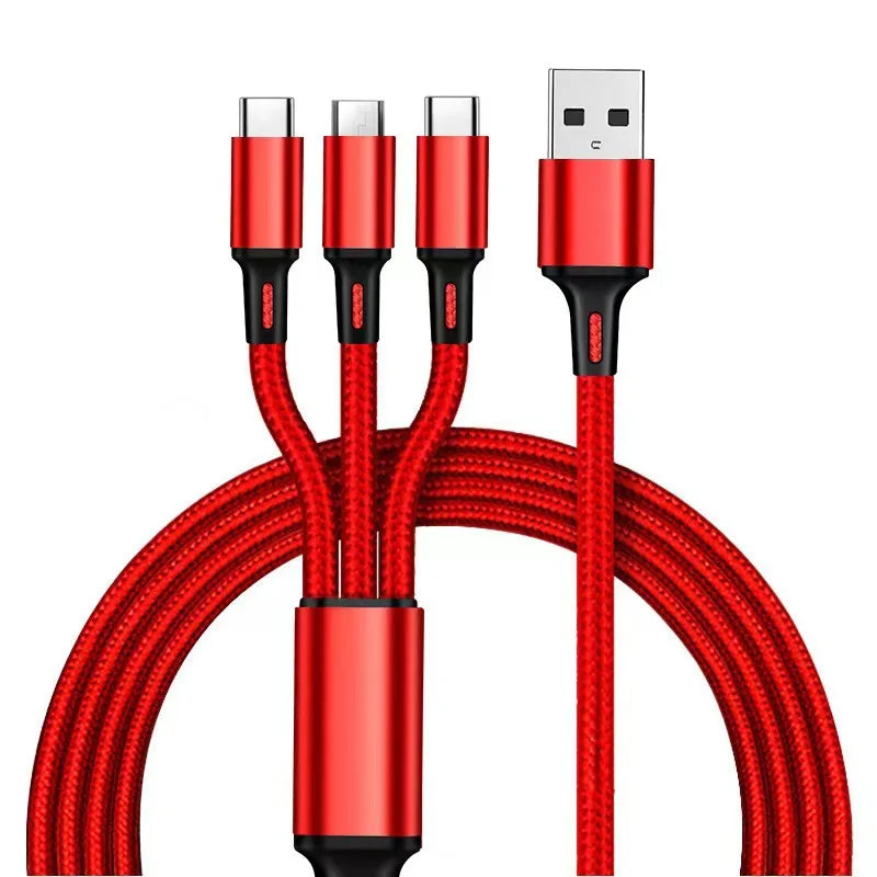 120W Fast Charging Multi Cable – Nylon Braided USB for iOS, Android & USB-C