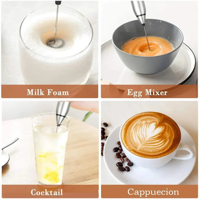Portable Electric Milk Frother – USB Handheld Whisk for Cappuccino, Cream & Coffee