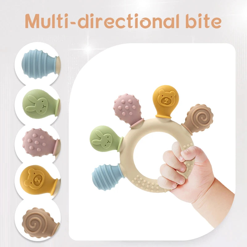 BPA Free Baby Silicone Teether - Safe & Fun Chewing Toy for Your Little Ones - Pretty & Polished