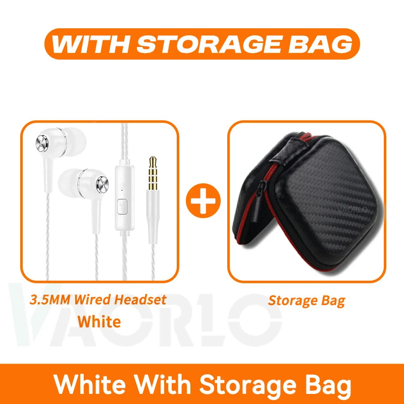 3.5mm Wired HiFi Bass Earphones – In-Ear Sports & Gaming Headset with Microphone