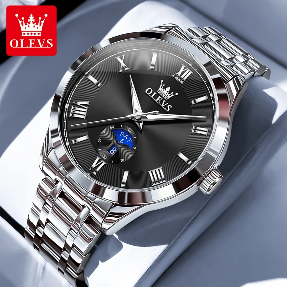 OLEVS Men's Luxury Quartz Watch – Large Dial Day Date Display