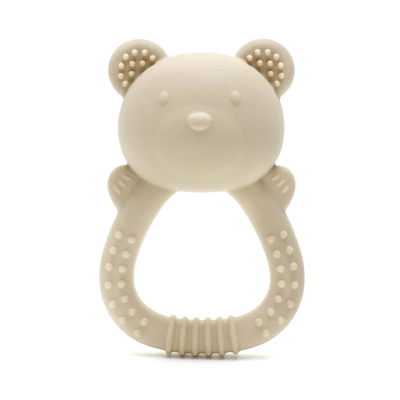 Baby Teether Toy - Cute Bear Shape with Rattle Sound - Soft Silicone, BPA-Free - Soothing Sore Gums for Newborns & Infants - Pretty & Polished
