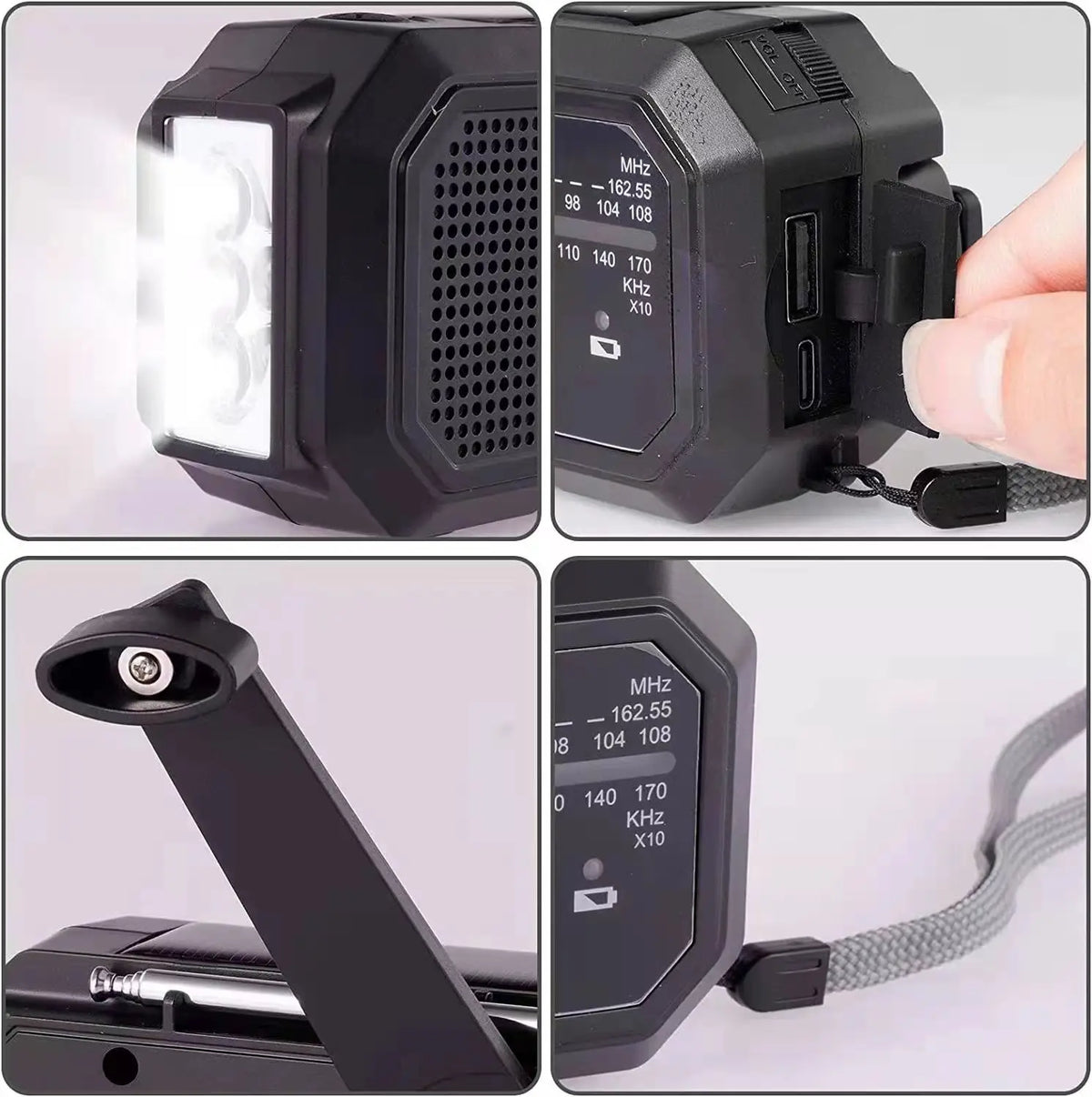 Portable Solar Emergency Radio – Hand Crank AM/FM, USB Charger & Flashlight