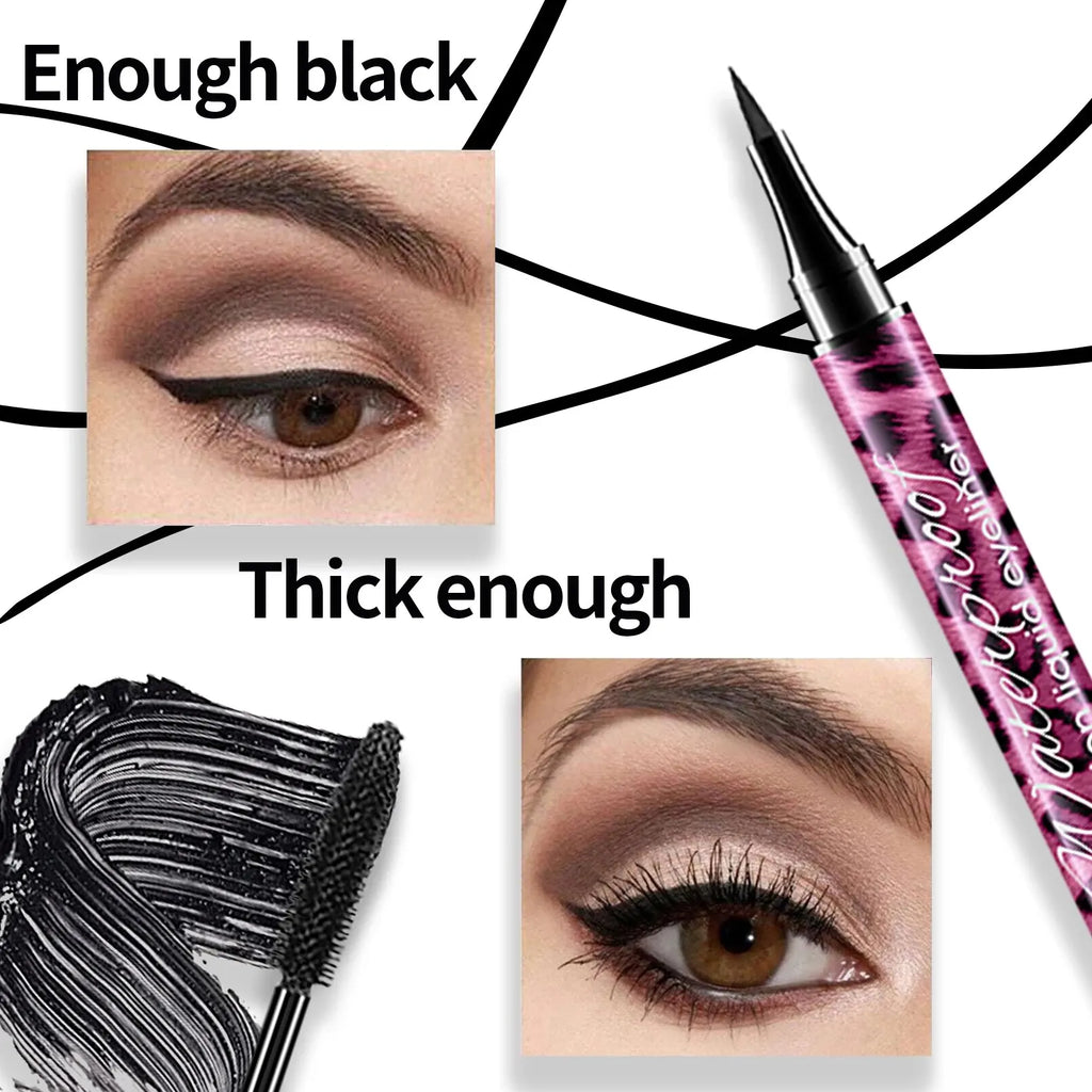 4D Mascara & Eyeliner Set – Volumizing Mascara with Precision Liquid Liner