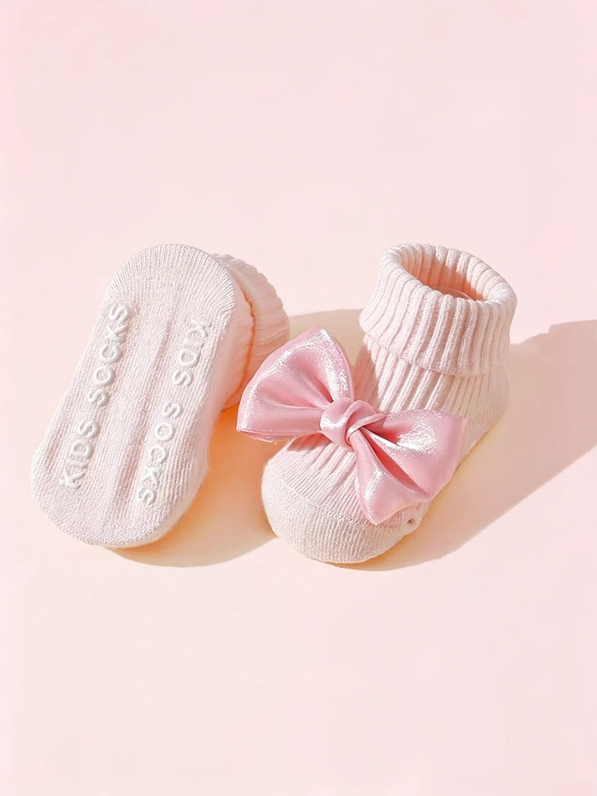 Soft Cotton Baby Girls' Socks with Bow – 4 Cozy Pairs for Tiny Feet