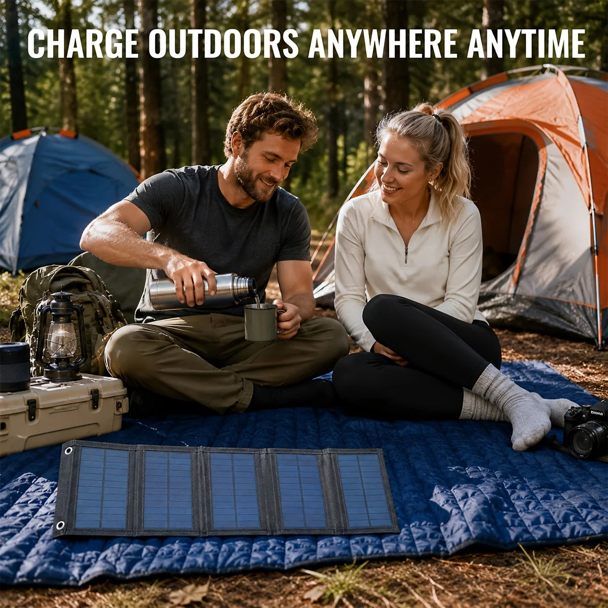 Portable Foldable Solar Panel Charger – 5-Panel USB Charging for Outdoor Travel