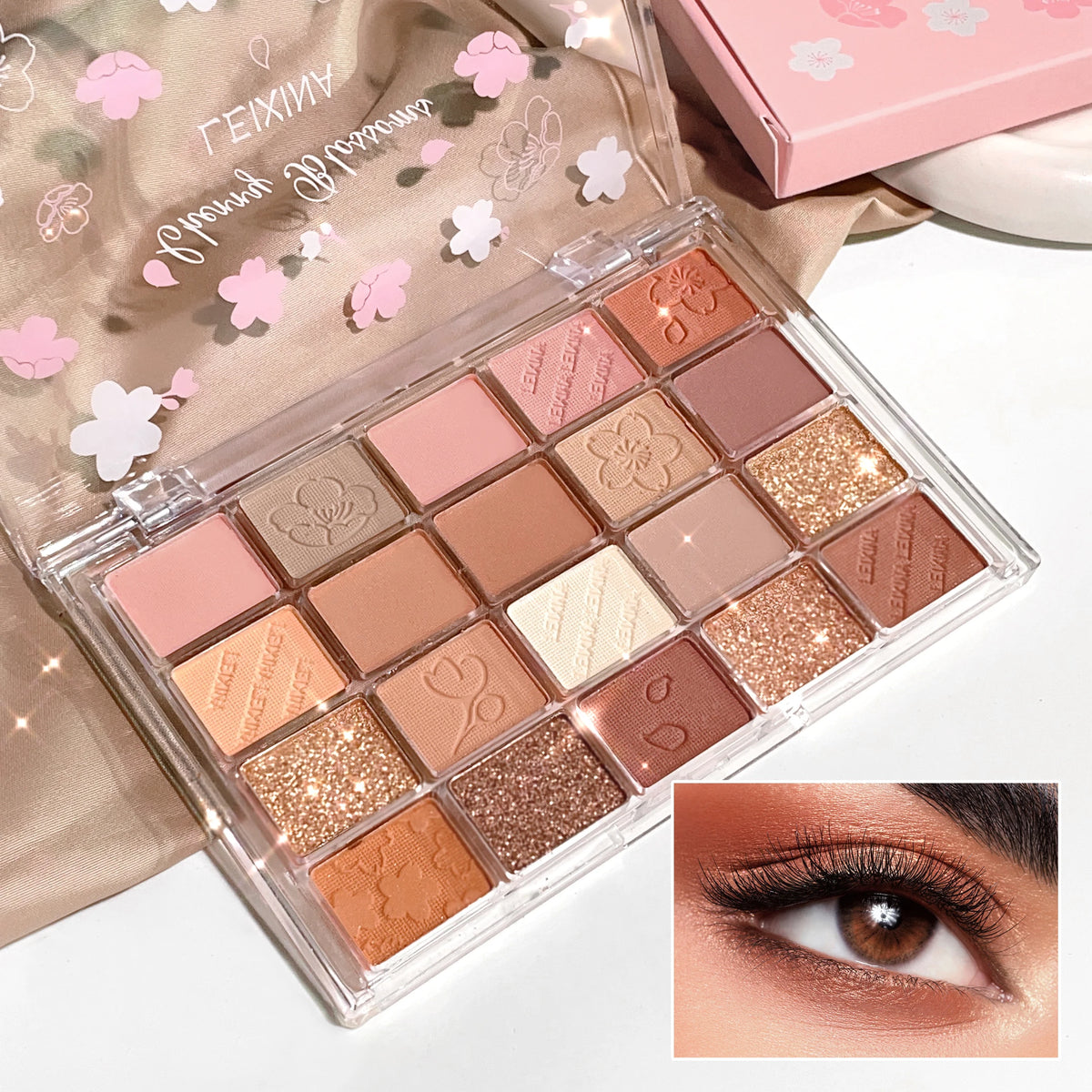 20-Color Eyeshadow Palette – Glitter, Shimmer & Matte Finishes for Every Look
