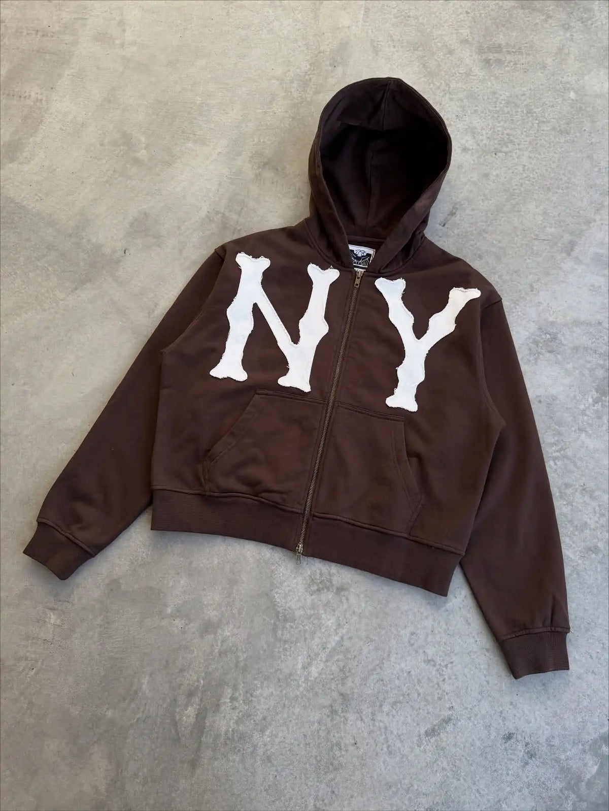 Vintage NY Letters Patch Graphic Zipper Hoodie Y2k Sweatshirt Women Mens Hip Hop Streetwear Oversized Hoodie Jacket Clothes