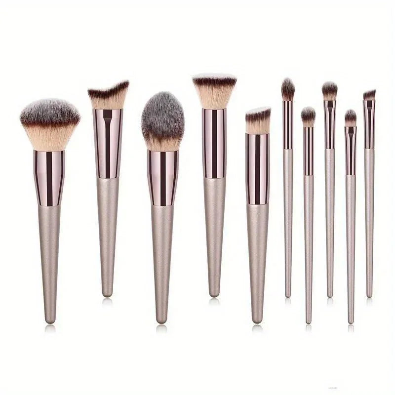 10-Piece Professional Makeup Brush Set – Essential Tools for a Flawless Full-Face Look