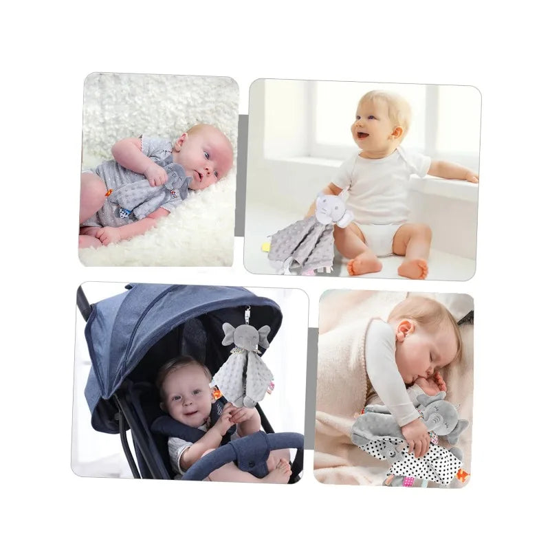 Elephant Baby Comforter Blanket Soft Appease Towel Baby Rattle Animals Toys Soothe Reassure Sleeping Towel Lathe HangingToddler - Pretty & Polished