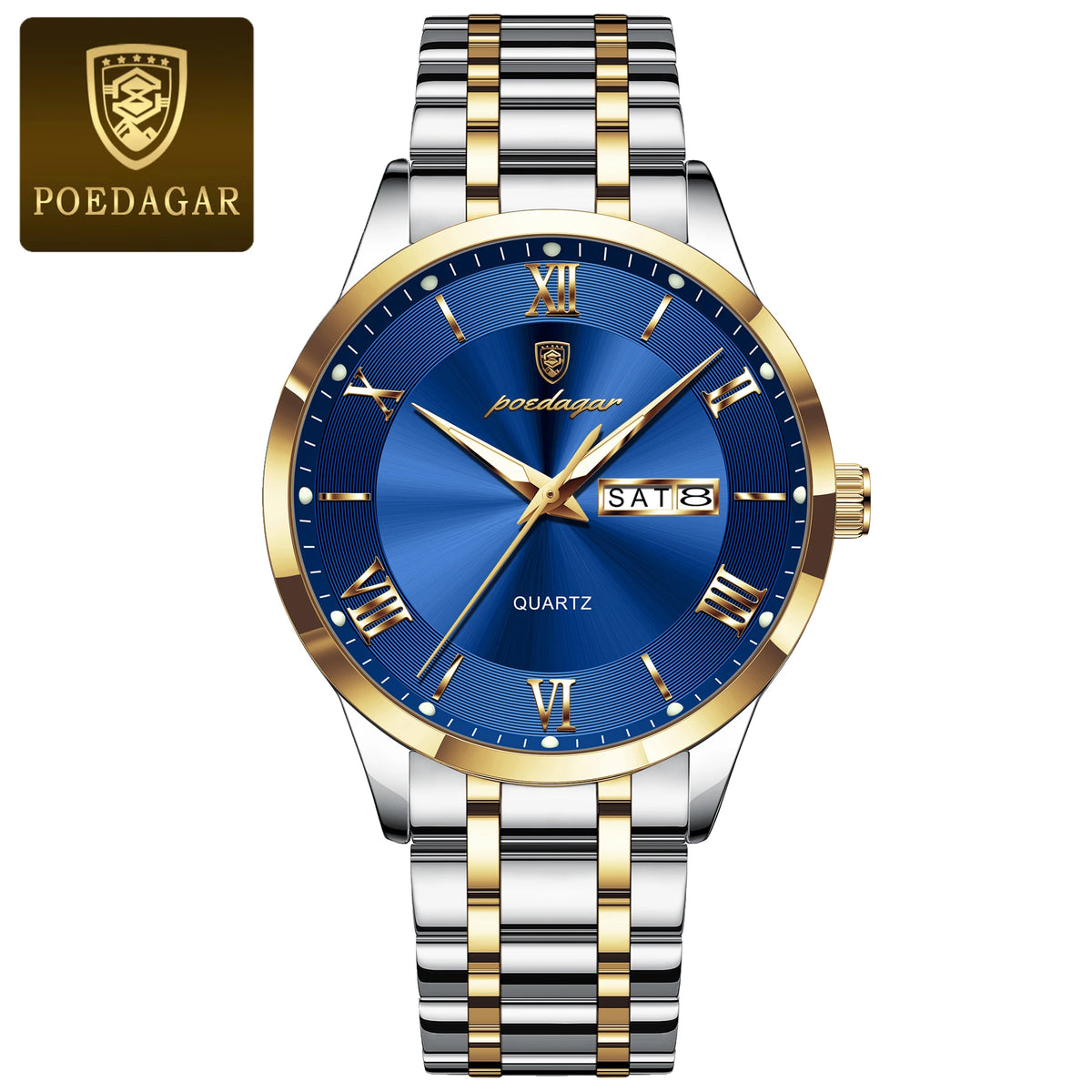 POEDAGAR Men's Luxury Sports Quartz Watch – Date & Week Display