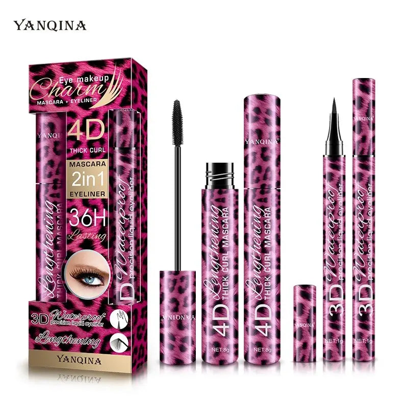 4D Mascara & Eyeliner Set – Volumizing Mascara with Precision Liquid Liner