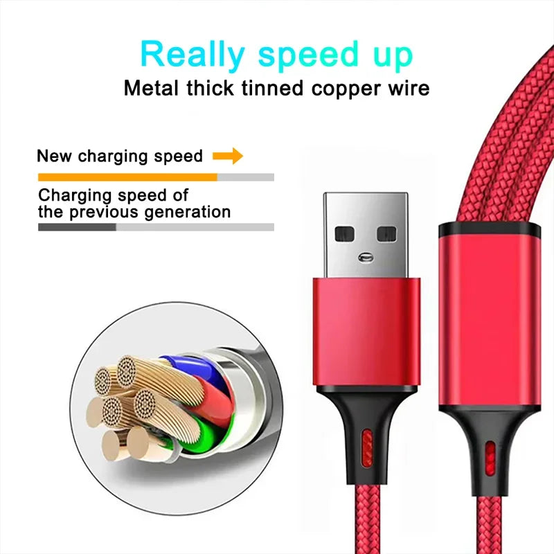 120W Fast Charging Multi Cable – Nylon Braided USB for iOS, Android & USB-C