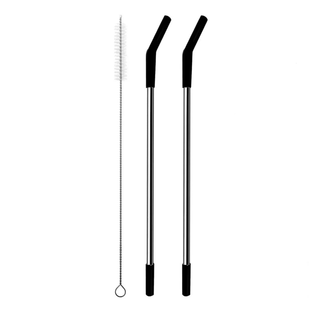 Stainless Steel Replacement Straws for Stanley Cup – 2-Pack with Silicone Tips & Cleaning Brush