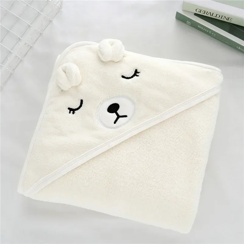 Cozy Baby Bathrobe and Towel - Soft Hooded Cartoon Coral Fleece for Boys and Girls - Pretty & Polished