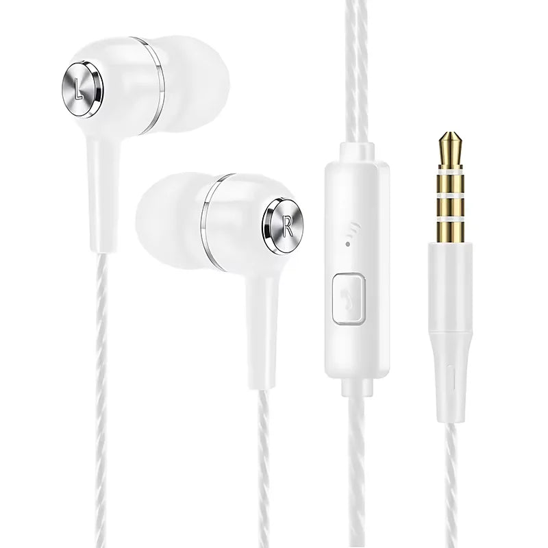 3.5mm Wired HiFi Bass Earphones – In-Ear Sports & Gaming Headset with Microphone