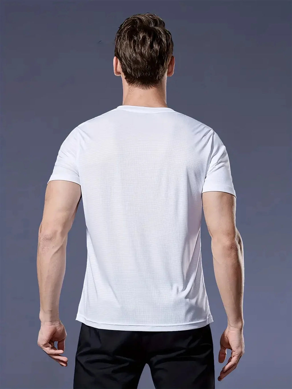 Crew T-Shirt10Pcs White Ultralight Men Quick Dry Breathable Sweat Shirt for Fitness Gym Running Light Plaid Quick Dry Short Sleeves