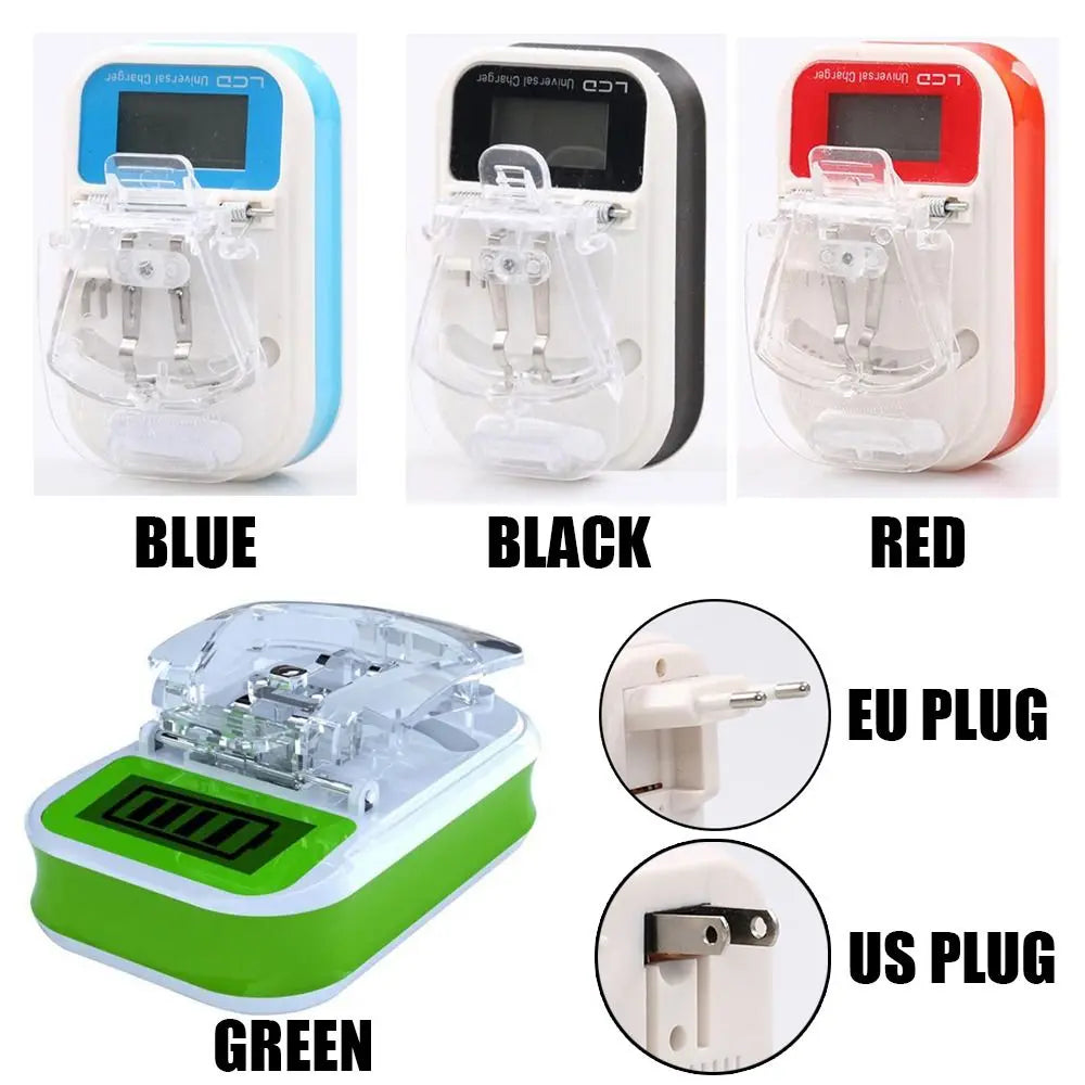 Portable Battery USB Charger with LCD Indicator – US/EU Plug Adapter