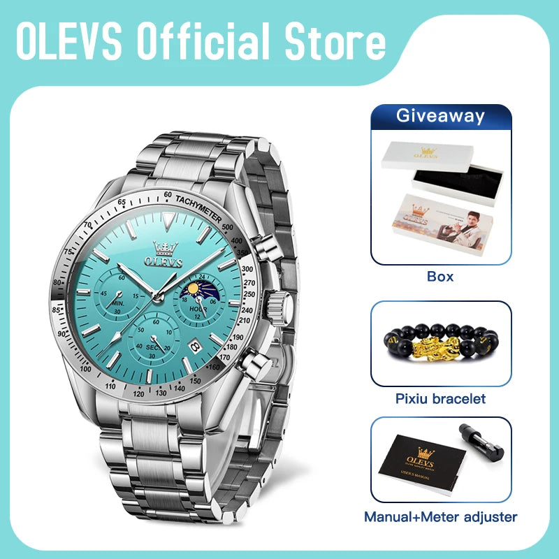 OLEVS Men's Multifunctional Chronograph Quartz Watch – With Gift Box