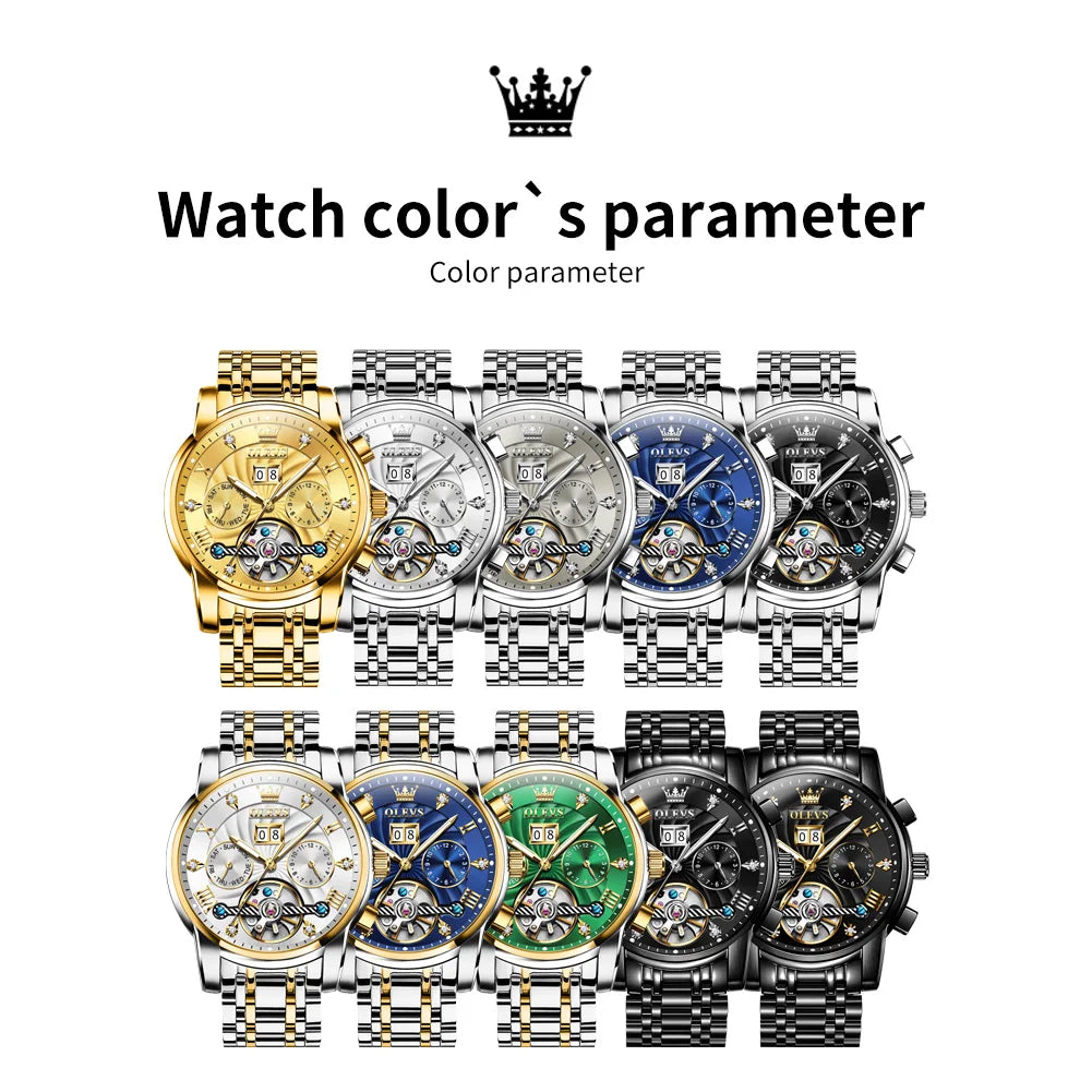 OLEVS Men's Skeleton Flywheel Automatic Mechanical Watch