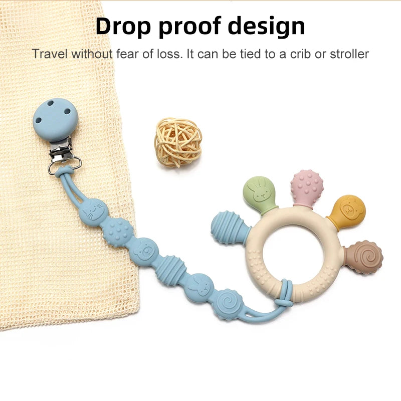 BPA Free Baby Silicone Teether - Safe & Fun Chewing Toy for Your Little Ones - Pretty & Polished