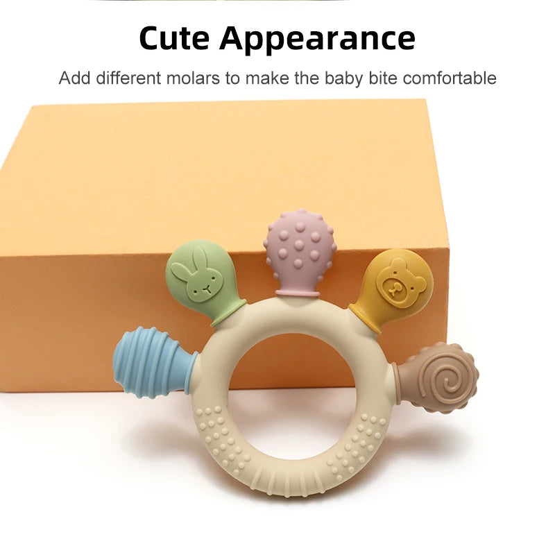 BPA Free Baby Silicone Teether - Safe & Fun Chewing Toy for Your Little Ones - Pretty & Polished