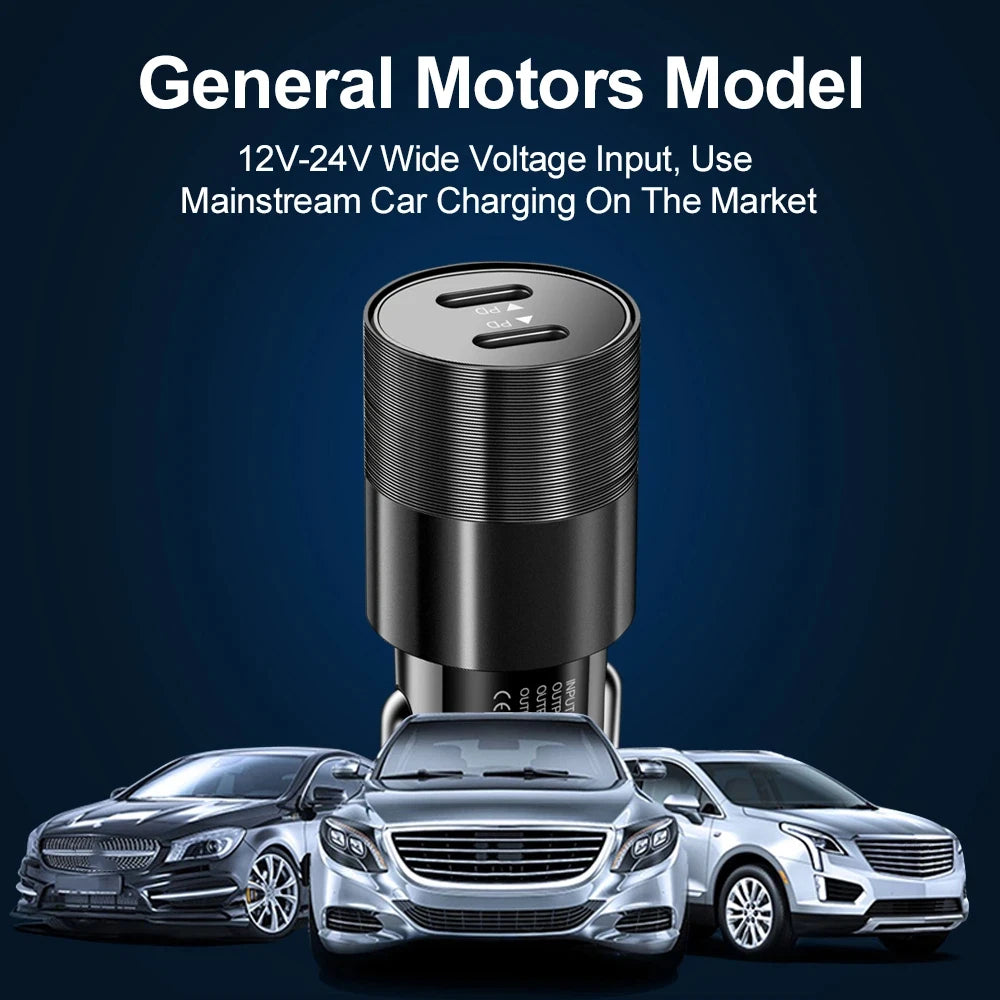 40W Dual PD USB-C Car Charger – Fast Charging for iPhone & Android