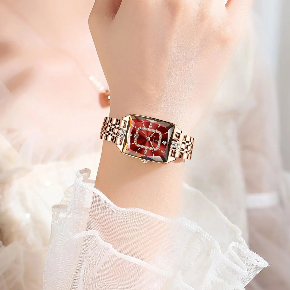 POEDAGAR Women's Elegant Rectangle Quartz Watch – Stainless Steel