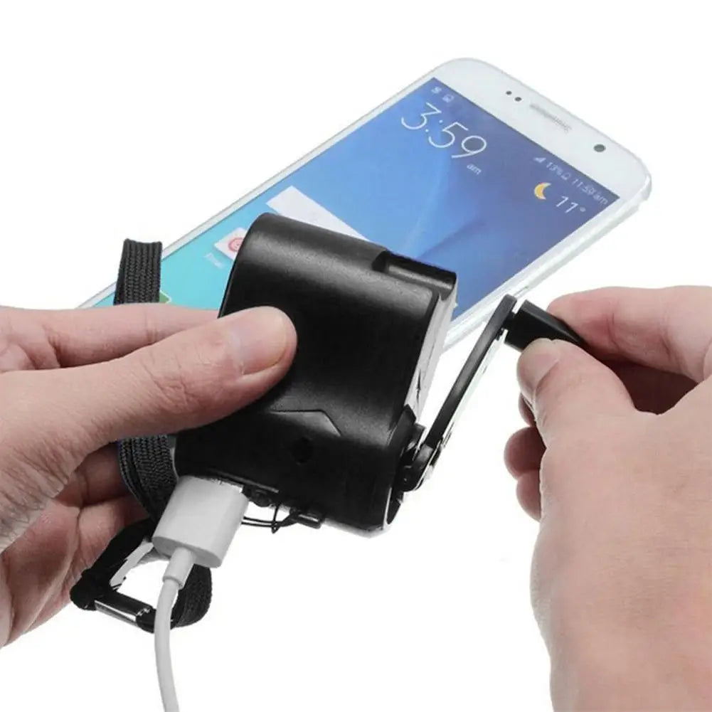 Portable Hand-Crank Emergency Charger – Power Bank & USB Light for Camping